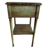 G - Metal End Table with One Drawer, Patina Finish