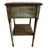 G - Metal End Table with One Drawer, Patina Finish