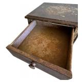 G - Metal End Table with One Drawer, Patina Finish