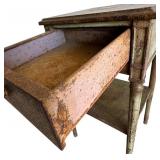 G - Metal End Table with One Drawer, Patina Finish
