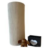 LLC - Signed Artesian Vase & Blamo Hug Wood Figurine
