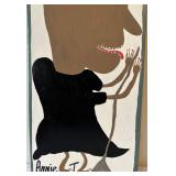 LLC - Halloween Original Art Trio: Witch Riding Broom, Skull on Wood, Devil in Frame