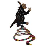 LLC - Metal Witch Sculpture on Colorful Spiral Base
