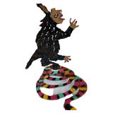 LLC - Metal Witch Sculpture on Colorful Spiral Base