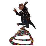 LLC - Metal Witch Sculpture on Colorful Spiral Base