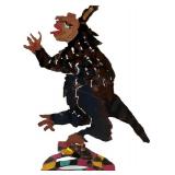 LLC - Metal Witch Sculpture on Colorful Spiral Base