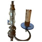 LLC - Chandelier - Rustic Candle-Style with Glass Bead Column and Blue Glass Discs