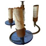 LLC - Chandelier - Rustic Candle-Style with Glass Bead Column and Blue Glass Discs