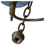 LLC - Chandelier - Rustic Candle-Style with Glass Bead Column and Blue Glass Discs