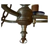 LLC - Chandelier - Rustic Candle-Style with Glass Bead Column and Blue Glass Discs