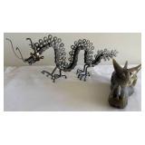 LLC - Steampunk Handcrafted Dragon Chain Sculpture & Hand Carved Crystal Dragon Sculpture Made from Agate