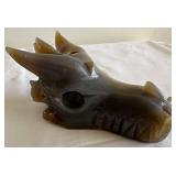 LLC - Steampunk Handcrafted Dragon Chain Sculpture & Hand Carved Crystal Dragon Sculpture Made from Agate