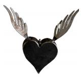 LLC - Set of Three Artisan Crafted Flying Hearts with Wings - Metal Decor