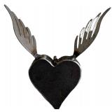 LLC - Set of Three Artisan Crafted Flying Hearts with Wings - Metal Decor