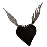 LLC - Set of Three Artisan Crafted Flying Hearts with Wings - Metal Decor
