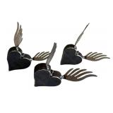 LLC - Set of Three Artisan Crafted Flying Hearts with Wings - Metal Decor