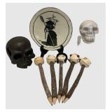 LLR - Skull Decor including Skull Pencils 7 in Long - 6 Pack