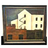 LLS - Original Framed Painting - Abstract Urban Building Scene