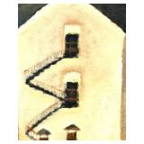 LLS - Original Framed Painting - Abstract Urban Building Scene