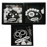 LLS - Framed Black & White Prints - 10x10 in Each - Modern Pop Art Set of 3