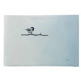 LLS - Matthew S. Rucker - My Little Chickadee (13x19 In) Bird on Light Blue Painting