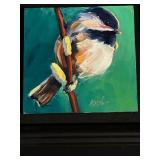 LLR - MB Warner - Original Oil Painting 8x8 Bird on Branch - Home On (Framed)