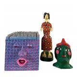 LLR - Whimsical Artisan Creations (Lot of 3) - Painted Folk-Art Box & Figures
