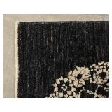 LLS - Rug - Floral Skull Pattern, 38 x 63 in, Black & Ivory