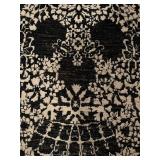 LLS - Rug - Floral Skull Pattern, 38 x 63 in, Black & Ivory