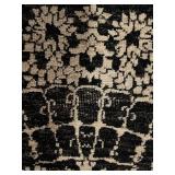LLS - Rug - Floral Skull Pattern, 38 x 63 in, Black & Ivory