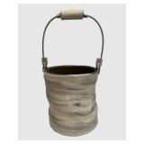 LLS - 10" Tall Handcrafted Bucket with Lidded Sweet Jar - Signed on Back (Folk Art Set)