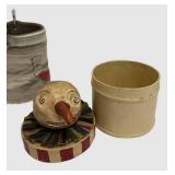 LLS - 10" Tall Handcrafted Bucket with Lidded Sweet Jar - Signed on Back (Folk Art Set)