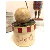 LLS - 10" Tall Handcrafted Bucket with Lidded Sweet Jar - Signed on Back (Folk Art Set)