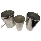 LLC - Decorative Metal Buckets - Set of 3, Tallest 14 in