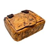 Antique Wooden Match Safe with Leather Hinges
