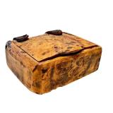 Antique Wooden Match Safe with Leather Hinges