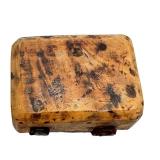 Antique Wooden Match Safe with Leather Hinges