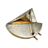 Diane Egbert Brooch - Sterling Silver & 14K Gold Geometric Pin