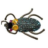 Bauer Bejeweled Beetle Brooch 2.75" L Rhinestone Pin