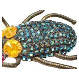 Bauer Bejeweled Beetle Brooch 2.75" L Rhinestone Pin