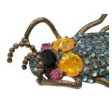 Bauer Bejeweled Beetle Brooch 2.75" L Rhinestone Pin