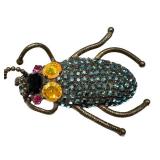 Bauer Bejeweled Beetle Brooch 2.75" L Rhinestone Pin