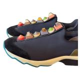 Fendi Roma Sneakers - Size 37.5 (US 7.5) Navy with Multicolor Pyramid Studs