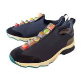 Fendi Roma Sneakers - Size 37.5 (US 7.5) Navy with Multicolor Pyramid Studs