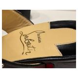 Christian Louboutin Myriadiam Slide Sandals - Black Leather, Size 37, Made in Spain