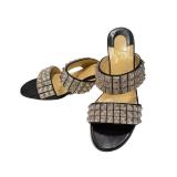 Christian Louboutin Myriadiam Slide Sandals - Black Leather, Size 37, Made in Spain