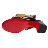 Christian Louboutin Myriadiam Slide Sandals - Black Leather, Size 37, Made in Spain