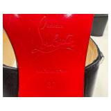 Christian Louboutin Myriadiam Slide Sandals - Black Leather, Size 37, Made in Spain