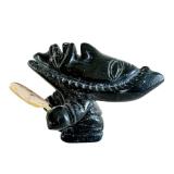 CB - Jamasee Qikiqtarjuao Drum Dancer Inuit Stone Carving - Signed