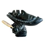 CB - Jamasee Qikiqtarjuao Drum Dancer Inuit Stone Carving - Signed